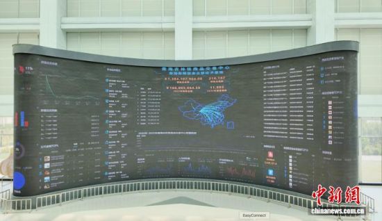 青海农林牧商品交易中心的电商销售数据显示屏。 中新社记者 马鸾宇 摄 青海农林牧商品交易中心的电商销售数据显示屏。 中新社记者 马鸾宇 摄